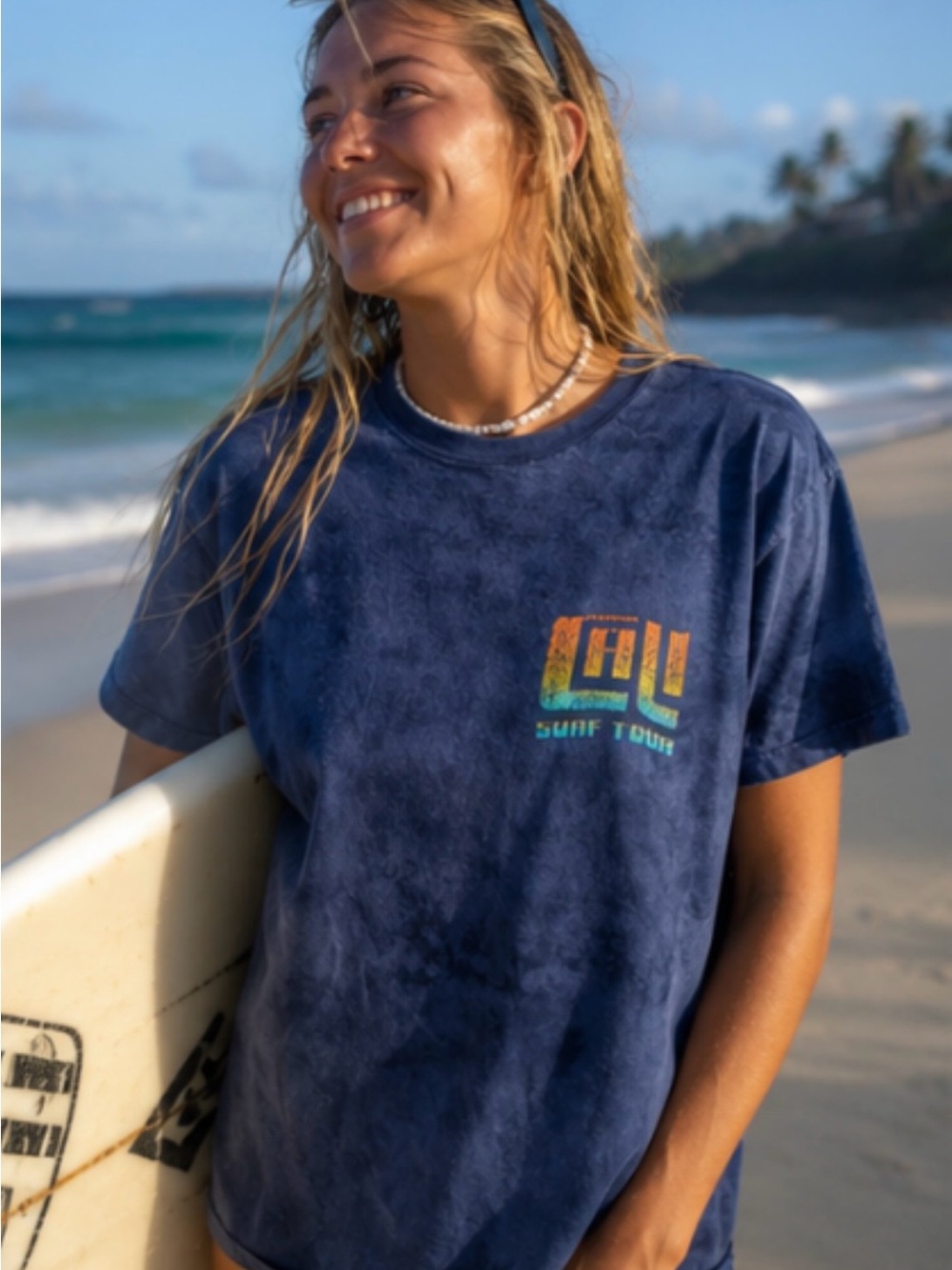 Old Navy Navy Tie-Dye Tee with Multicolor Surf Logo